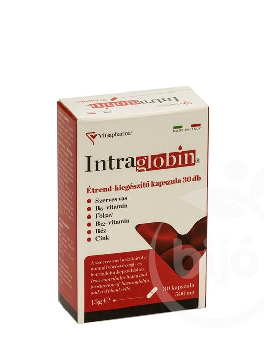 Intraglobin szerves vasat tartalmazó étrend-kiegészítő kapszula 30 db