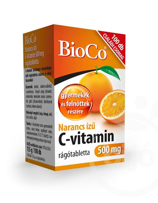 Bioco c-vitamin rágótabletta 500mg narancsízű 100 db