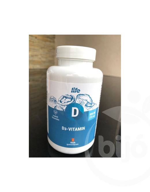 Life d3 vitamin 800ne málna ízű gumivitamin 90 db