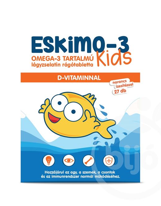 Eskimo-3 kids omega-3 rágótabletta narancs ízesítésű 27 db
