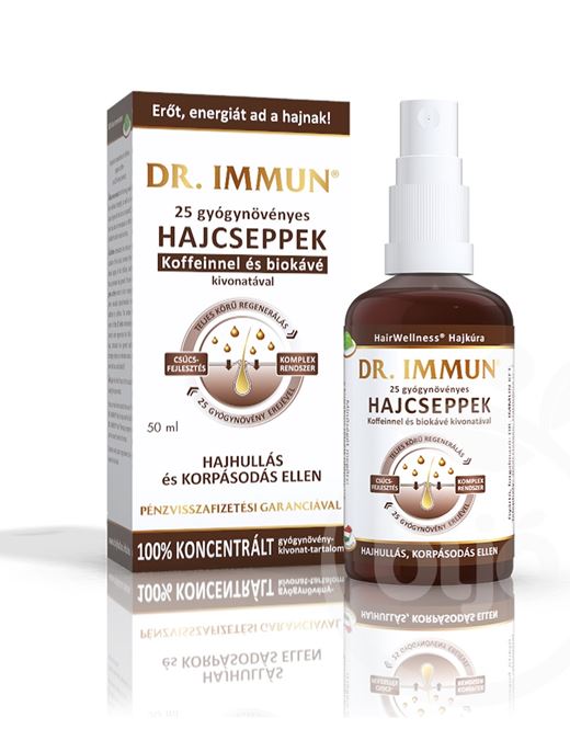 Dr.immun 25 gyógynövényes hajcseppek koffeinnel és biokávé kivonattal 50 ml